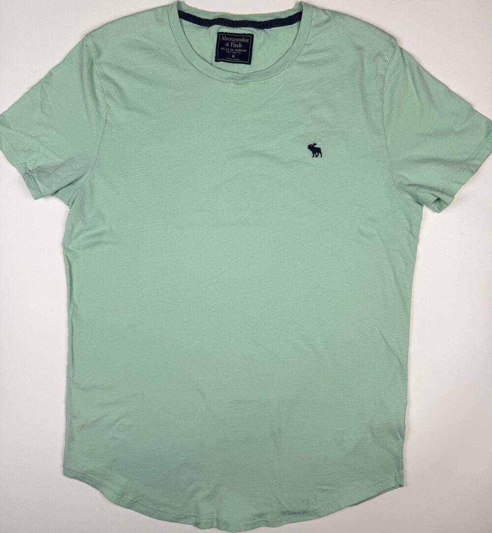 Abercrombie & Fitch Men's Mint Green Moose Logo T-Shirt Medium